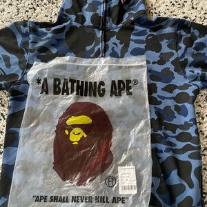 A Bathing Ape Blue Camo Zip Up Sweater